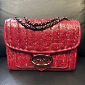 NWT!Coach Melody Shoulder Bag With Quilting & Chain Link Strap In Deep Red 79223